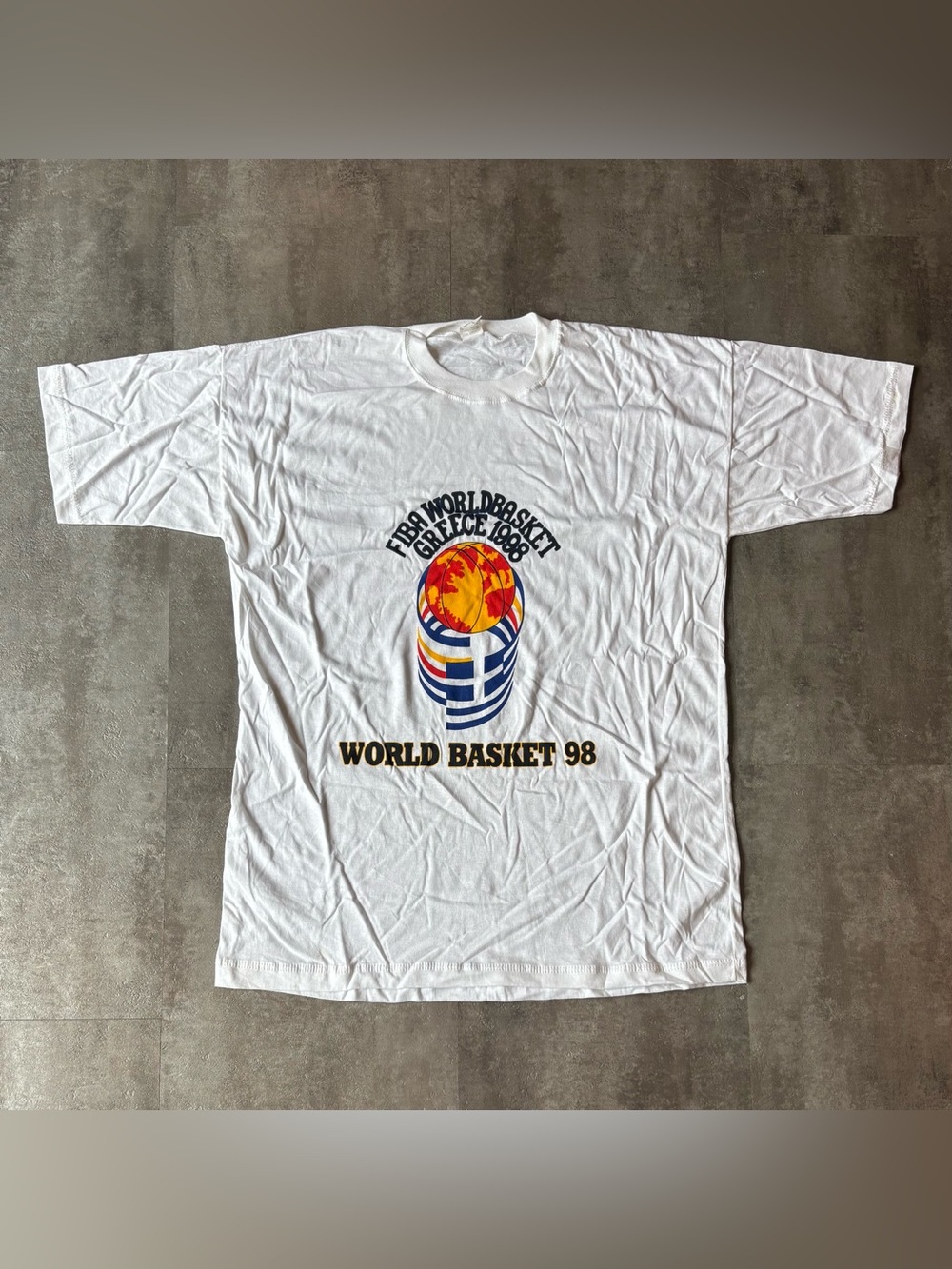 Vintage FIBA WorldBasket 1998 Greece Shirt Mens Large Paper Thin